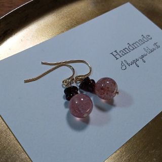 1118 ✨ストロベリークォーツとガーネット 天然石ピアス(ピアス)