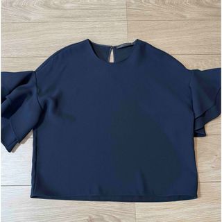 ザラ(ZARA)のZARA  ブラウス　ネイビーS(シャツ/ブラウス(半袖/袖なし))