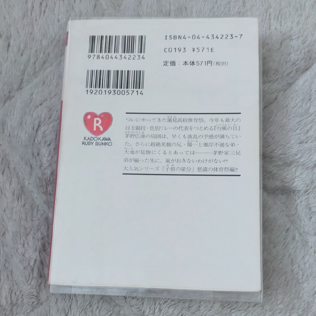 角川書店(カドカワショテン)のBL 小説 子供の領分　学園タイフ－ン エンタメ/ホビーの本(ボーイズラブ(BL))の商品写真