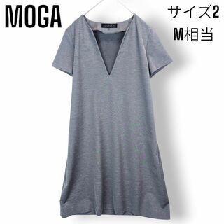 モガ(MOGA)の【美品】モガ MOGA 半袖 チュニック ワンピース ポンチ ストレッチ M(ひざ丈ワンピース)