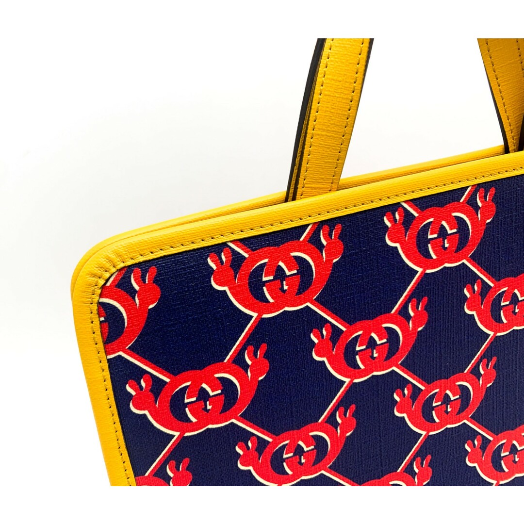 GUCCI - GUCCI グッチ 605614 ネイビー×イエロー×レッド 黄 赤 GUCCI - GUCCI グッチ 605614 ネイビー×イエロー×レッド 黄 赤