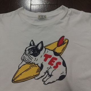 エンドレスサマー(THE ENDLESS SUMMER（TES）)のTES Tシャツ　XL　白　犬　サーフィン(Tシャツ/カットソー(半袖/袖なし))