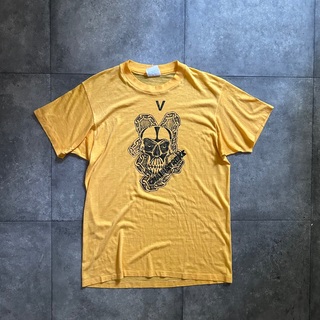 ヘインズ(Hanes)の80s Hanes ヘインズ tシャツ USA製 L スカル イエロー(Tシャツ/カットソー(半袖/袖なし))