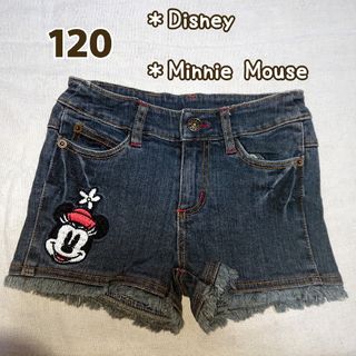 ディズニー(Disney)の【Disney】120：デニム ショートパンツ・ミニーちゃんの刺繍(パンツ/スパッツ)