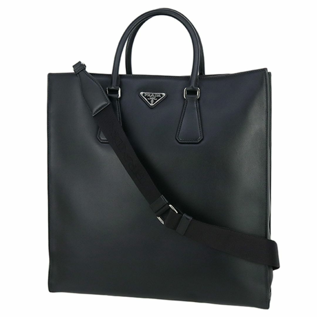 PRADA(プラダ)のプラダ バッグ メンズ レディース トートバッグ ショルダーバッグ 2WAY カーフレザー ブラック 新品同様 1021 メンズのバッグ(トートバッグ)の商品写真