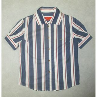 ヴィヴィアンウエストウッド(Vivienne Westwood)のヴィヴィアン・ウエストウッド　ストライプ　シャツ　紺　サイズ 3 (L位)(シャツ/ブラウス(半袖/袖なし))