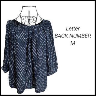 BACK NUMBER - ☆レター☆バックナンバー☆ドット柄ブラウス☆七分袖☆後ろリボン☆Mサイズ☆