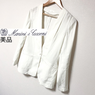 【美品】Marini & lecconi 麻レーヨン スプリングジャケット 白