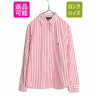 ラルフローレン(Ralph Lauren)の90s LAUREN ラルフローレン ストライプ 長袖 シャツ レディース L 古着 90年代 オールド ポロ コットン ブラウス ワイシャツ ポケット付き(シャツ/ブラウス(長袖/七分))