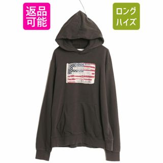  デニム&サプライ ラルフローレン 星条旗 パネル スウェット フード パーカー メンズ XL 黒 DENIM&SUPPLY ポロ プルオーバー 大きいサイズ