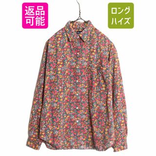 90s OLD GAP 花柄 長袖 シャツ レディース M / 古着 90年代 オールド ギャップ 旧タグ コットン ブラウス 総柄 マルチカラー ポケット付き(シャツ/ブラウス(長袖/七分))