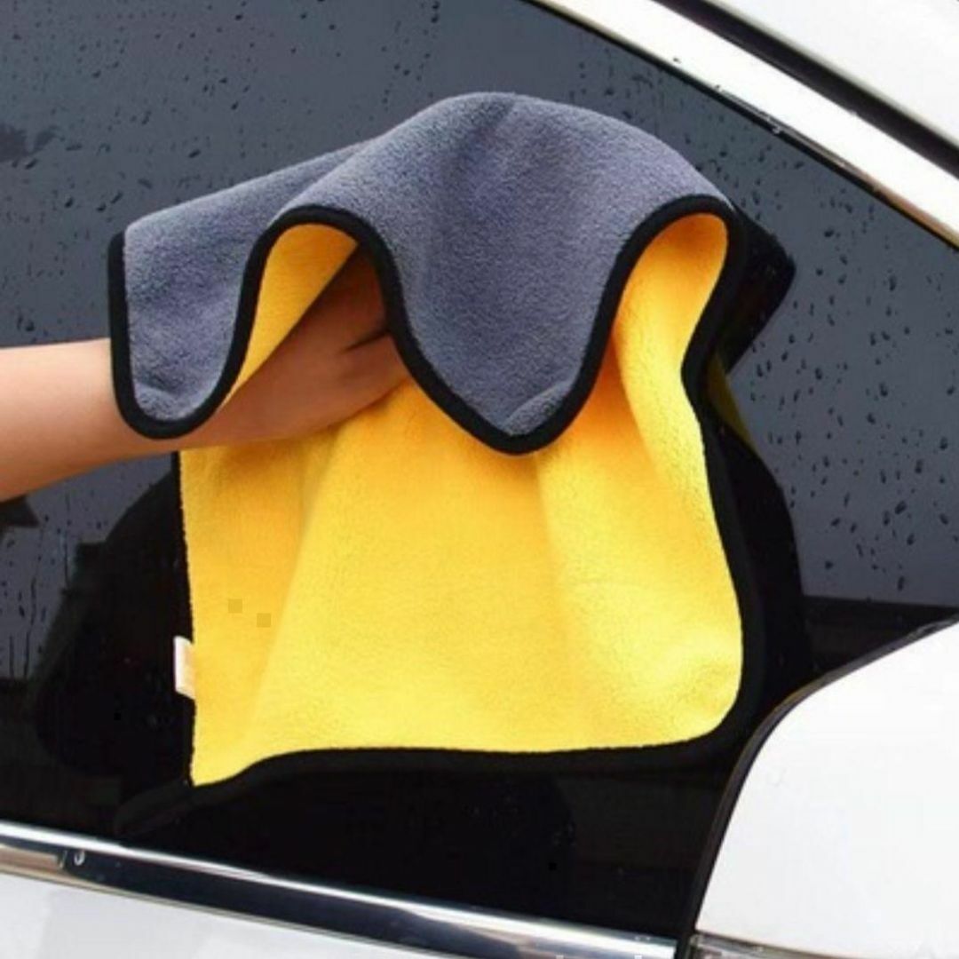 マイクロファイバー クロス 2枚セット  洗車タオル 厚手 掃除 雑巾 黄 自動車/バイクの自動車(洗車・リペア用品)の商品写真