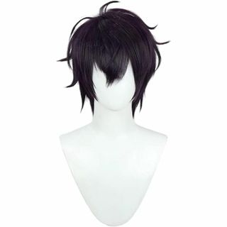 コスプレウィッグ 佐伯イッテツ 濃いパープル 耐熱 ウィッグ かつら wig (ショートストレート)