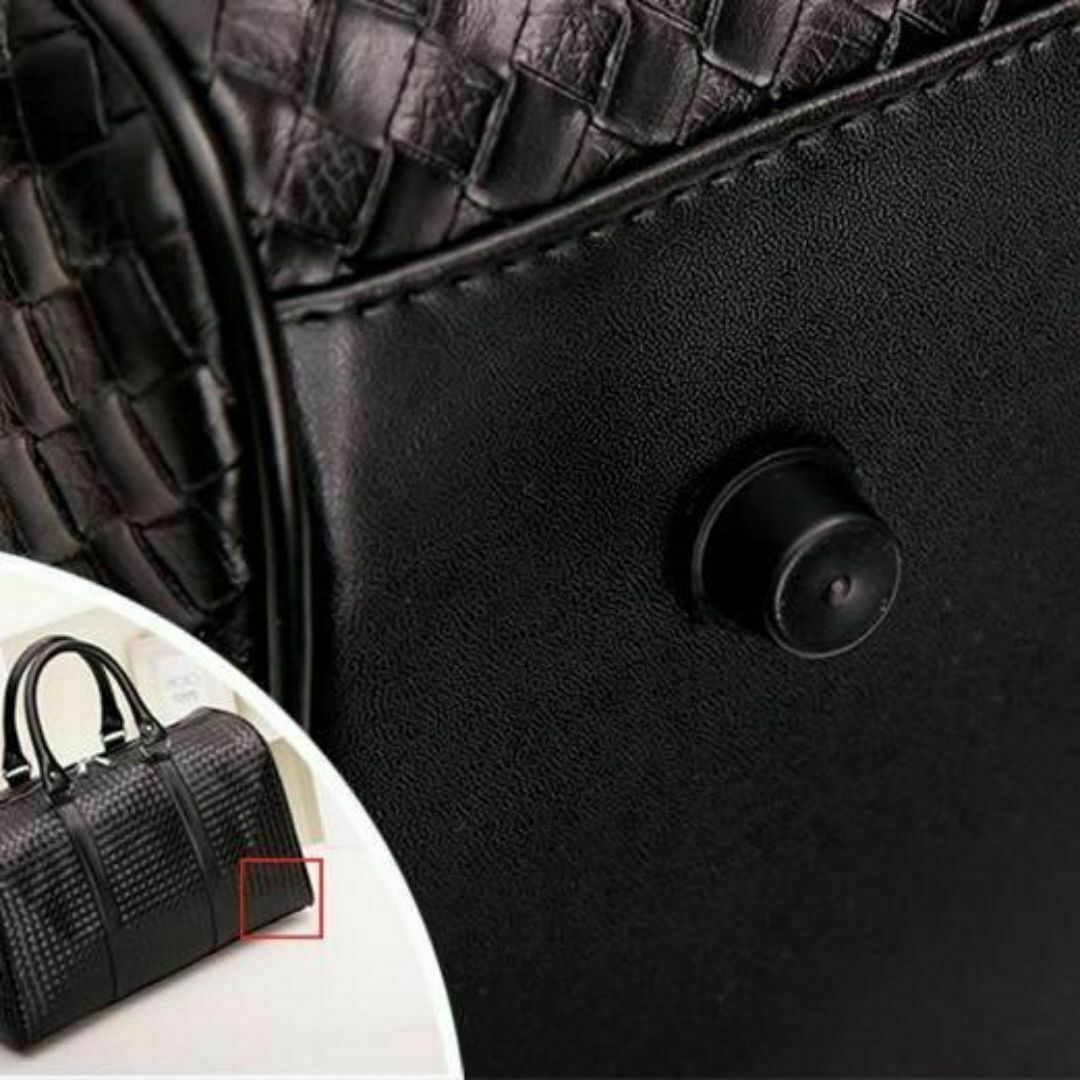 ボストンバッグメンズレディース大容量メッシュレザー革旅行出張ビジネスブラック黒 メンズのバッグ(ボストンバッグ)の商品写真