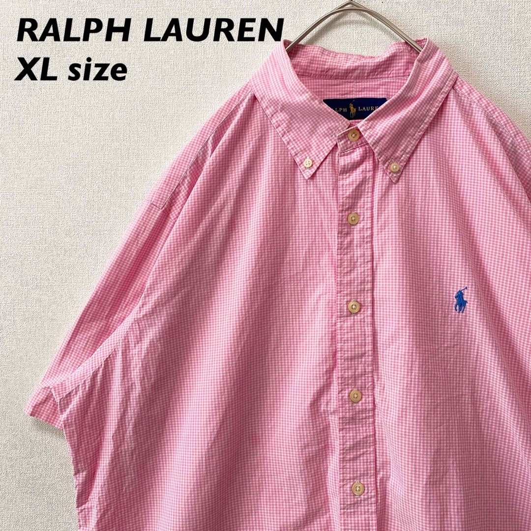 Ralph Lauren(ラルフローレン)のラルフローレン　半袖シャツ　ボタンダウン　チェック　カラーポニー　男女兼用　XL メンズのトップス(シャツ)の商品写真