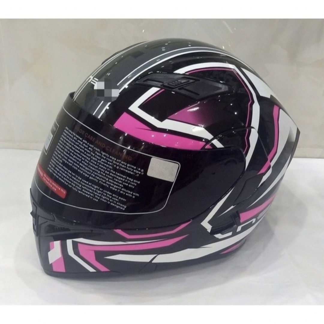 人気商品ダブルレンズシステムヘルメットピンク色ヘルメット男女兼用M〜XXL新品 自動車/バイクのバイク(ヘルメット/シールド)の商品写真