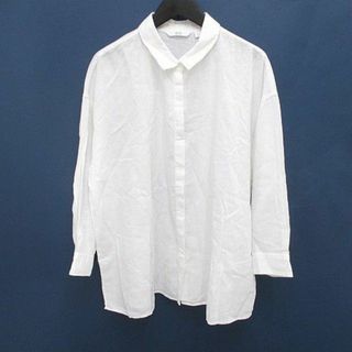 ユニクロ(UNIQLO)のユニクロ UNIQLO 長袖 シャツ ブラウス 麻 リネン XL 白系 ホワイト(シャツ/ブラウス(長袖/七分))