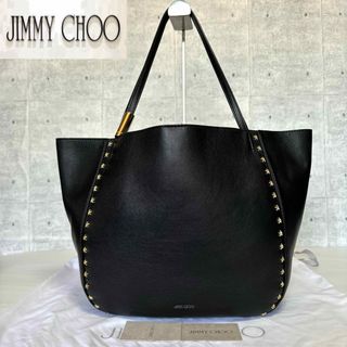 JIMMY CHOO - 【美品】JIMMY CHOO STEVIE BLACK A4 肩掛けトートバッグ