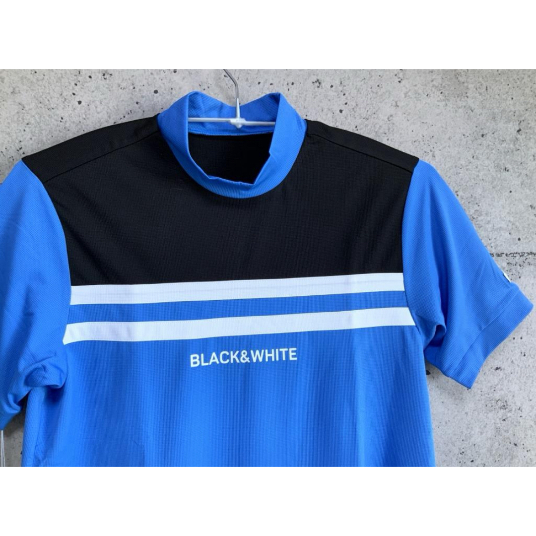 Black & White Sportswear(ブラックアンドホワイトスポーツウェア)のブラック＆ホワイト【M】 アルファドライ3Dラインモックネックシャツ スポーツ/アウトドアのゴルフ(ウエア)の商品写真