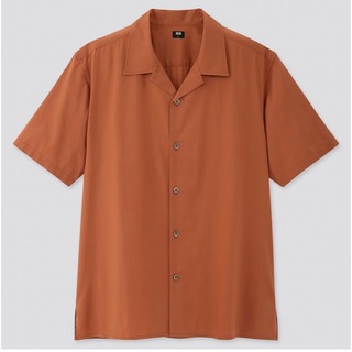 ユニクロ(UNIQLO)の未使用 UNIQLO ユニクロ オープンカラーシャツ 半袖 オレンジ(Tシャツ/カットソー(半袖/袖なし))