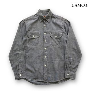 【CAMCO】カムコ シャンブレーワークシャツ ボタンダウン長袖シャツ ブラック(シャツ)