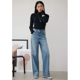 AZUL BY MOUSSY AZULハイウエストワイドデニム　ライトブルー