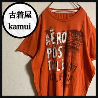 【古着】半袖 刺繍 ロゴ ビックシルエット メンズ 海外 オレンジ XXL(Tシャツ/カットソー(半袖/袖なし))