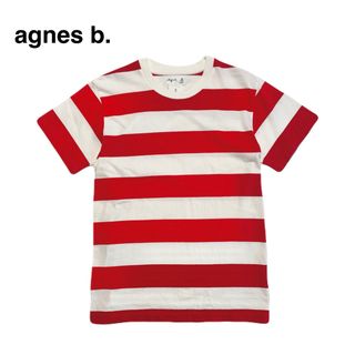 アニエスベー(agnes b.)の☆良品 アニエスベー 太ボーダー クルーネック Tシャツ カットソー 赤 日本製(Tシャツ(半袖/袖なし))