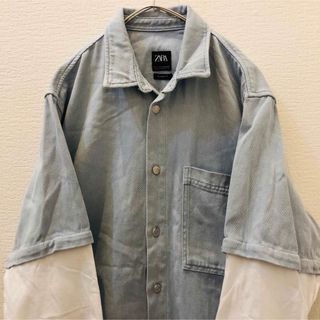 ザラ(ZARA)の【ZARA】デニムシャツ　古着　袖切替　バックデザイン　L(シャツ)