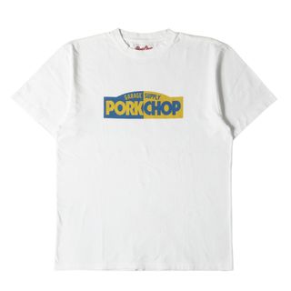 PORKCHOP GARAGE SUPPLY ポークチョップガレージサプライ Tシャツ サイズ:XL ブランドロゴ クルーネック 半袖Tシャツ ホワイト 白 トップス カットソー【メンズ】【中古】(Tシャツ/カットソー(半袖/袖なし))