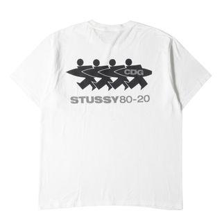 ステューシー(STUSSY)のSTUSSY ステューシー Tシャツ サイズ:L 20AW CDG 40周年記念 サーフマン クルーネック 半袖Tシャツ ホワイト 白 コラボ トップス カットソー【メンズ】【中古】(Tシャツ/カットソー(半袖/袖なし))