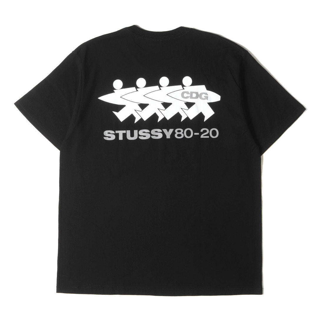 STUSSY(ステューシー)の美品 STUSSY ステューシー Tシャツ サイズ:L 20AW CDG 40周年記念 サーフマン クルーネック 半袖Tシャツ ブラック 黒 トップス カットソー【メンズ】【中古】 メンズのトップス(Tシャツ/カットソー(半袖/袖なし))の商品写真