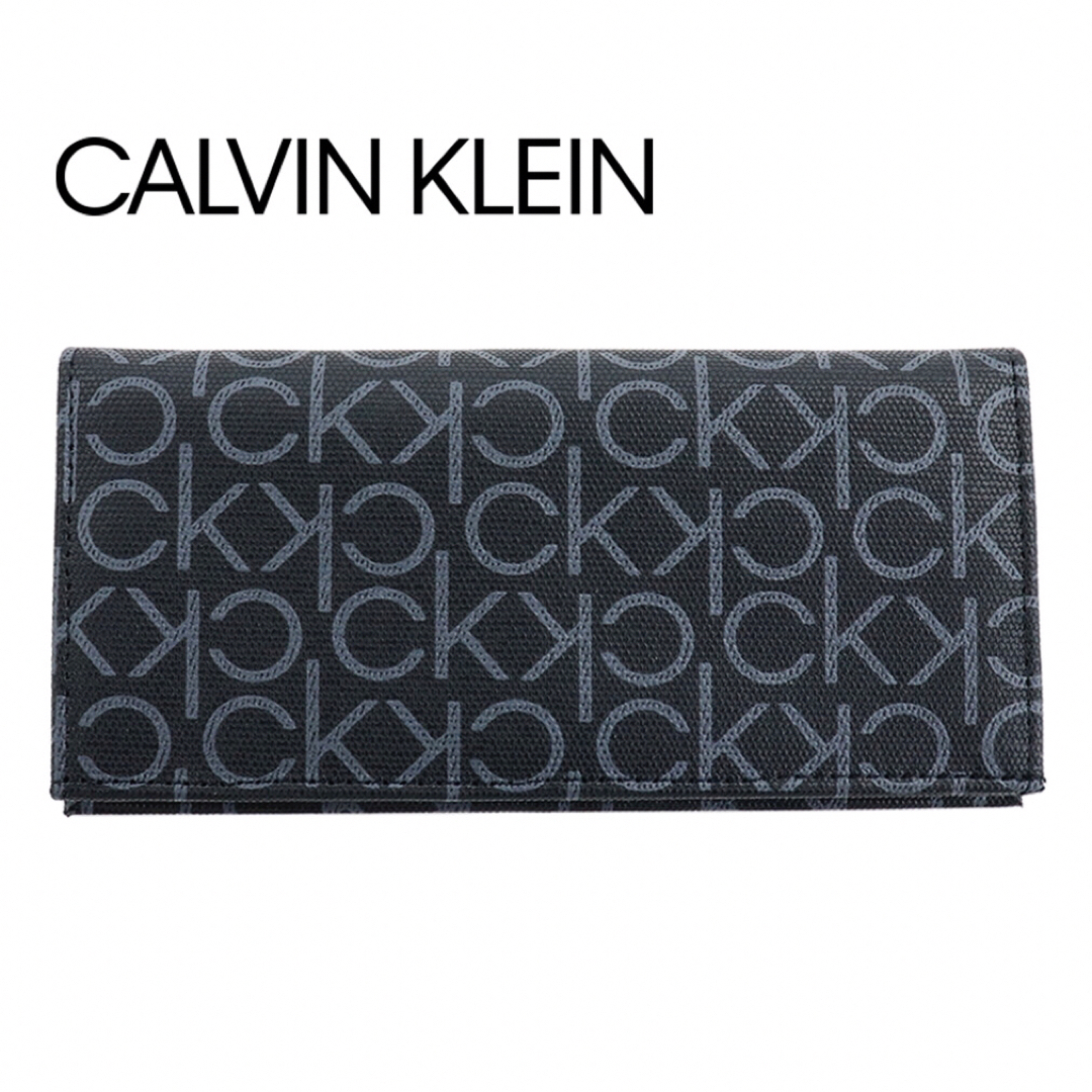 Calvin Klein(カルバンクライン)のカルバンクライン 二つ折り長財布 CKロゴ モノグラム 79467 ブラック メンズのファッション小物(長財布)の商品写真