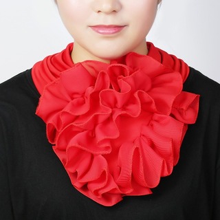 【即売れ】社交ダンス　レッド　赤　フリル　花柄　首巻き　衣装　華やか　兼用(バンダナ/スカーフ)