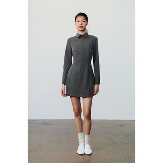 ザラ(ZARA)のフィットミニシャツワンピース(ミニワンピース)