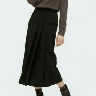 UNIQLO - UNIQLO サイドプリーツナロースカート ブラック 黒 ロングスカート