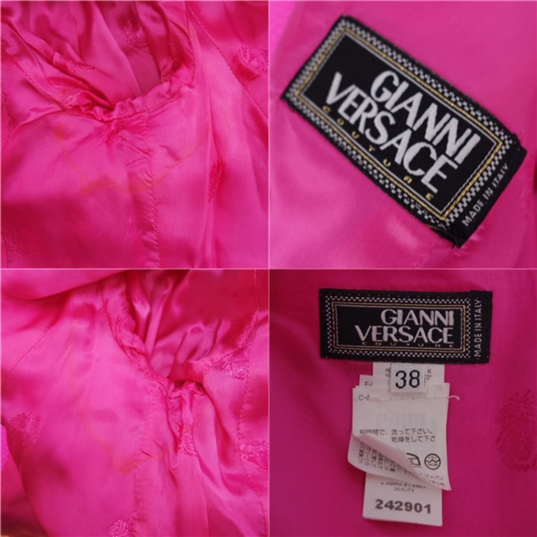 Gianni Versace(ジャンニヴェルサーチ)のVintage ジャンニヴェルサーチ GIANNI VERSACE セットアップ スカートスーツ ジャケット スカート レディース 38(S相当) ピンク レディースのフォーマル/ドレス(スーツ)の商品写真