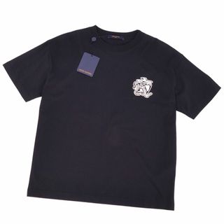 ルイヴィトン(LOUIS VUITTON)の未使用 ルイヴィトン LOUIS VUITTON Tシャツ カットソー 半袖 ショートスリーブ LV スモークプリント トップス メンズ S ブラック/ホワイト(Tシャツ/カットソー(半袖/袖なし))