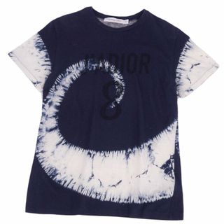 美品 クリスチャンディオール Christian Dior Tシャツ カットソー 半袖 ショートスリーブ タイダイ染め トップス レディース S ネイビー/ホワイト