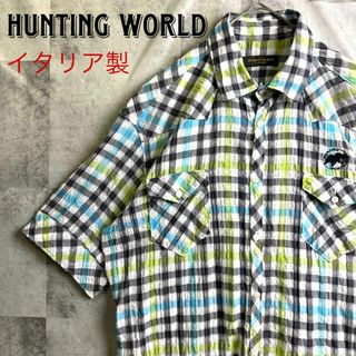 ハンティングワールド(HUNTING WORLD)の美品 イタリア製 ハンティングワールド シアサッカー シャツ マルチカラー XL(シャツ)