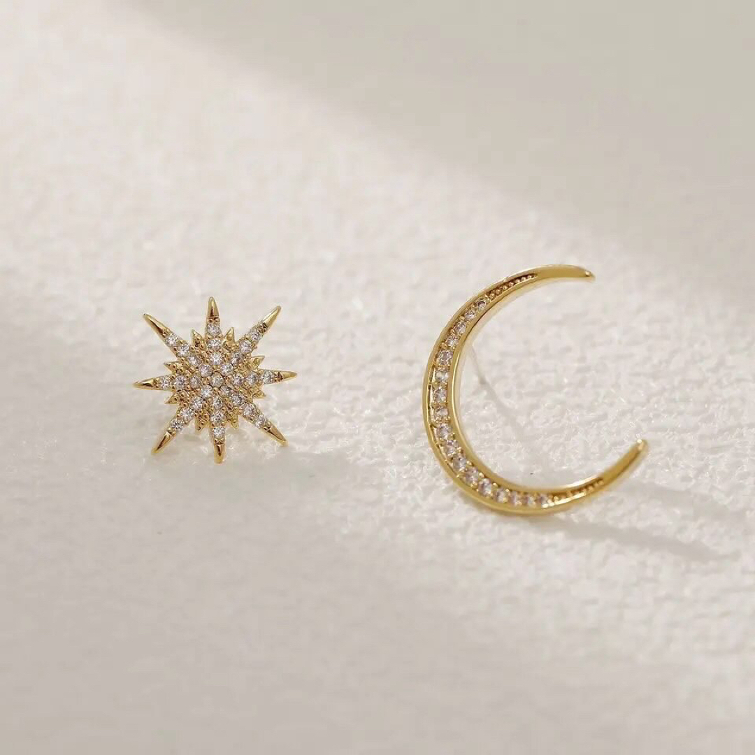 AHKAH(アーカー)の【p94】star & moon micro pave pierce レディースのアクセサリー(ピアス)の商品写真