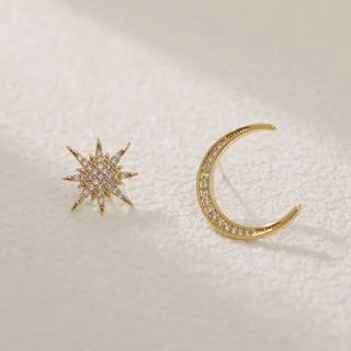 アーカー(AHKAH)の【p94】star & moon micro pave pierce(ピアス)