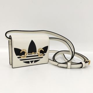 グッチ(Gucci)のGUCCI adidas コラボ ショルダーウォレット レザー ホワイト(ショルダーバッグ)