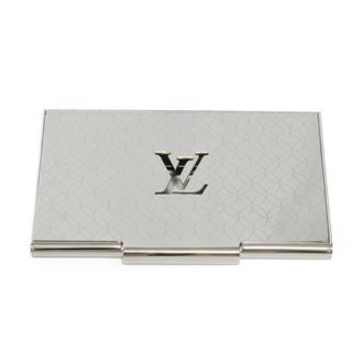 ルイヴィトン(LOUIS VUITTON)のLOUIS VUITTON ルイ・ヴィトン ポルト カルト シャンゼリゼ LVシグネチャー LVロゴ 名刺入れ パスケース フラップ 二つ折り モノグラフラワー メタル シルバー カードケース M65227(パスケース/IDカードホルダー)