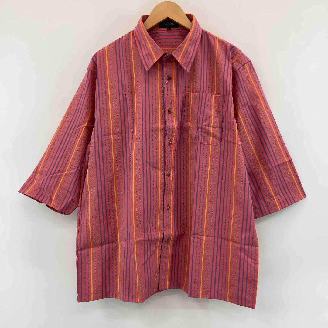 JACK SKY メンズ 半袖シャツ ピンク　ストライプ柄 メンズのトップス(シャツ)の商品写真