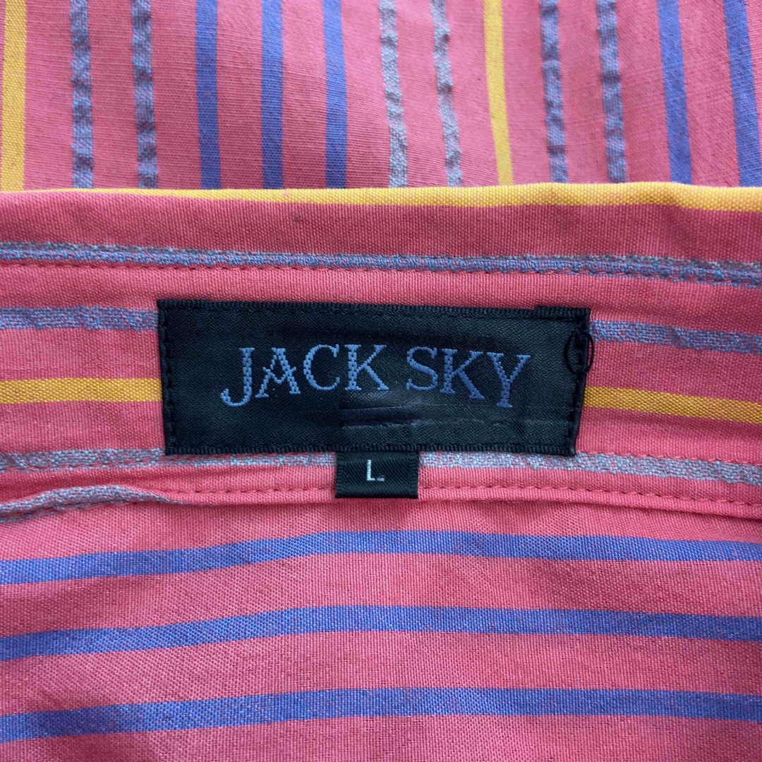 JACK SKY メンズ 半袖シャツ ピンク　ストライプ柄 メンズのトップス(シャツ)の商品写真