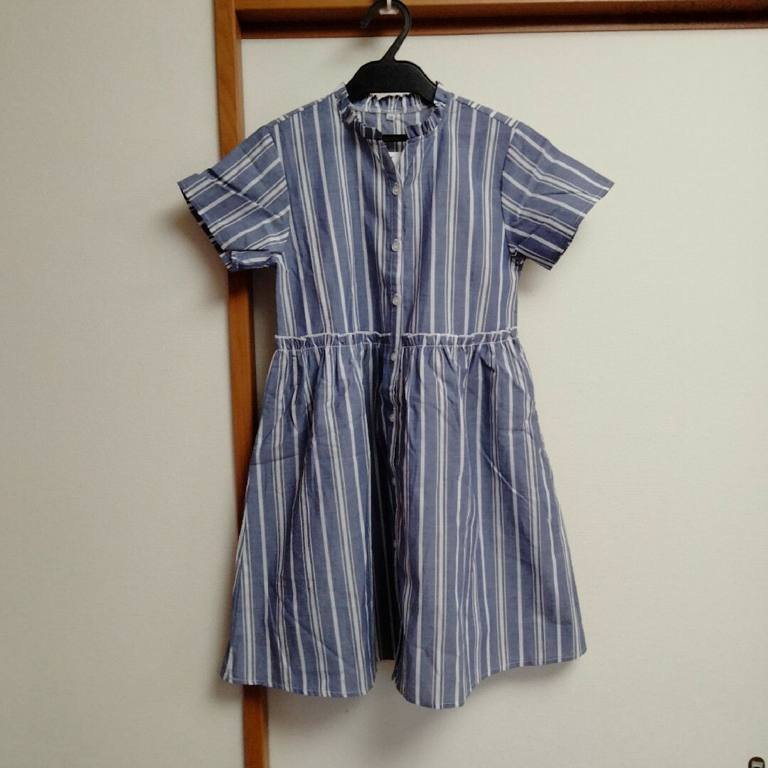 新品　半袖　コットン　 シャツワンピース　130 キッズ/ベビー/マタニティのキッズ服女の子用(90cm~)(ワンピース)の商品写真