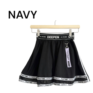 NAVY - NAVY ネイビー ロゴテープ フレアースカート 黒 キッズ