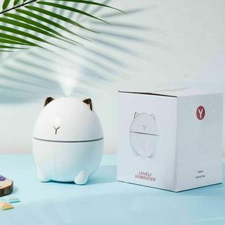 加湿器 ミニ加湿器 超音波 猫 ホワイト 卓上加湿器 小型 USB 静音200(加湿器/除湿機)