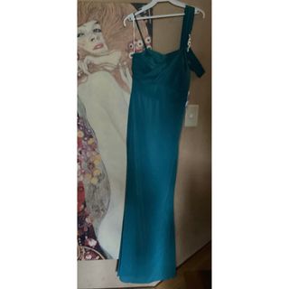 タダシショウジ(TADASHI SHOJI)の新品 USAロングドレス HR TEAL BLUE M(ロングワンピース/マキシワンピース)